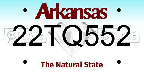 22TQ552 Arkansas License Plate