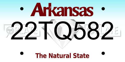 22TQ582 Arkansas License Plate