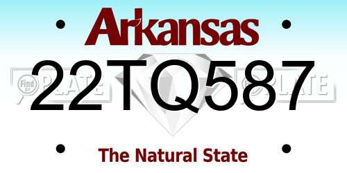 22TQ587 Arkansas License Plate