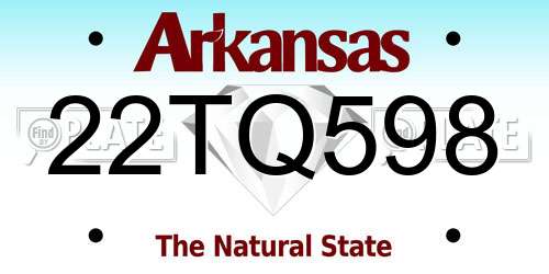 22TQ598 Arkansas License Plate