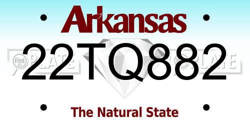 22TQ882 Arkansas License Plate