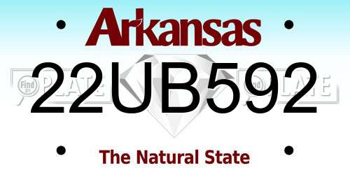 22UB592 Arkansas License Plate