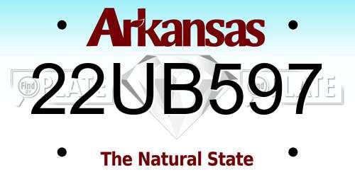 22UB597 Arkansas License Plate