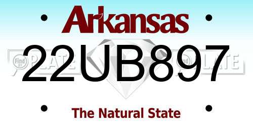 22UB897 Arkansas License Plate