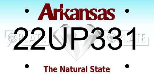 22UP331 Arkansas License Plate