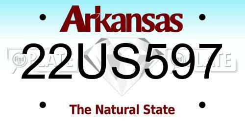 22US597 Arkansas License Plate