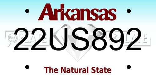 22US892 Arkansas License Plate