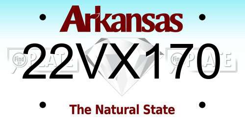 22VX170 Arkansas License Plate