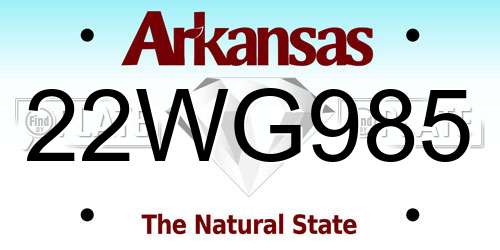 22WG985 Arkansas License Plate