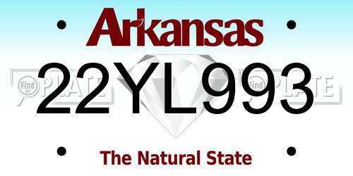 22YL993 Arkansas License Plate