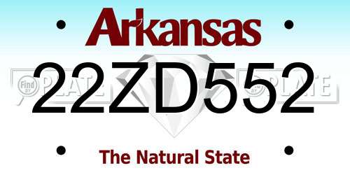 22ZD552 Arkansas License Plate