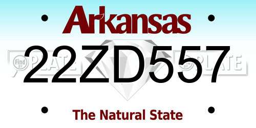 22ZD557 Arkansas License Plate