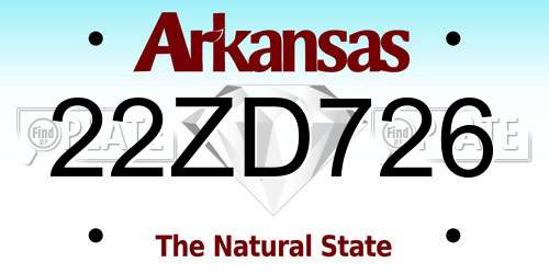 22ZD726 Arkansas License Plate