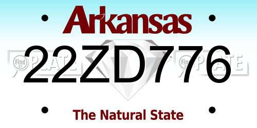 22ZD776 Arkansas License Plate