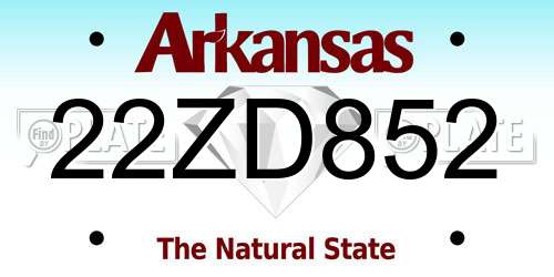 22ZD852 Arkansas License Plate