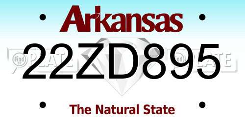 22ZD895 Arkansas License Plate