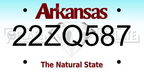 22ZQ587 Arkansas License Plate