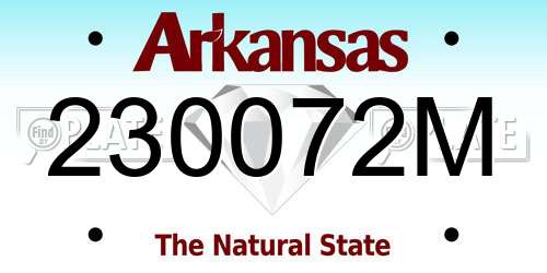 230072M Arkansas License Plate