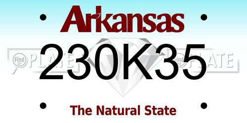 230K35 Arkansas License Plate