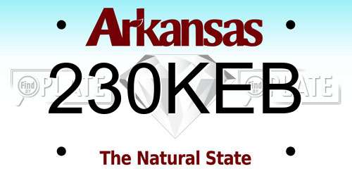230KEB Arkansas License Plate