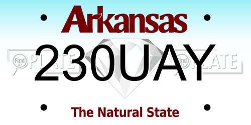 230UAY Arkansas License Plate