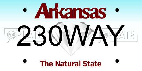 230WAY Arkansas License Plate