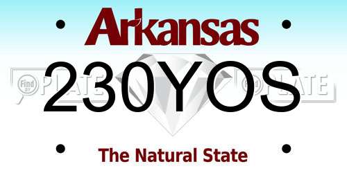 230YOS Arkansas License Plate