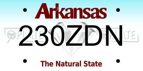 230ZDN Arkansas License Plate