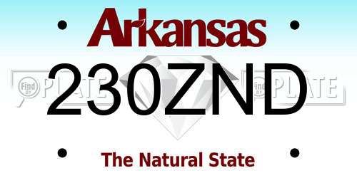 230ZND Arkansas License Plate
