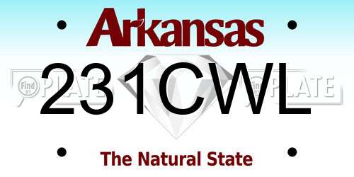 231CWL Arkansas License Plate