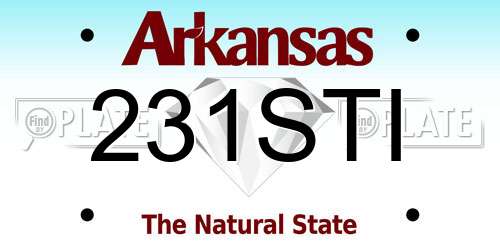 231STI Arkansas License Plate