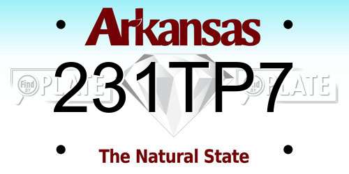 231TP7 Arkansas License Plate
