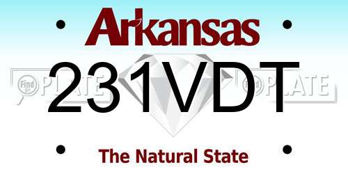231VDT Arkansas License Plate