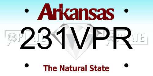 231VPR Arkansas License Plate