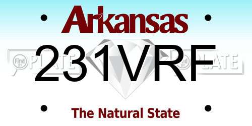 231VRF Arkansas License Plate
