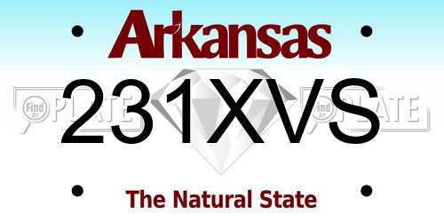 231XVS Arkansas License Plate