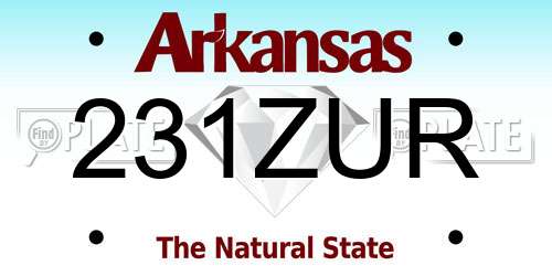 231ZUR Arkansas License Plate