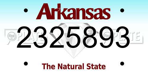 2325893 Arkansas License Plate