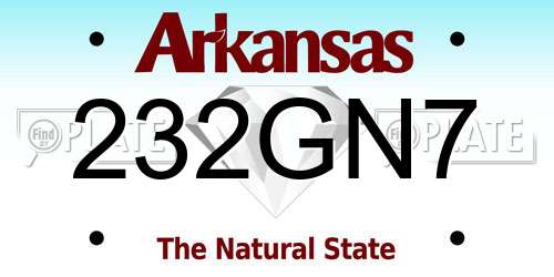 232GN7 Arkansas License Plate