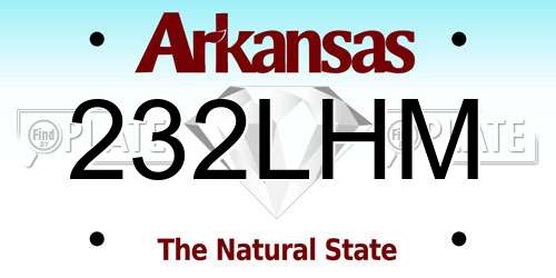 232LHM Arkansas License Plate