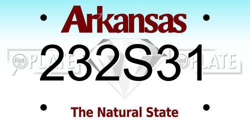 232S31 Arkansas License Plate