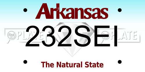 232SEI Arkansas License Plate