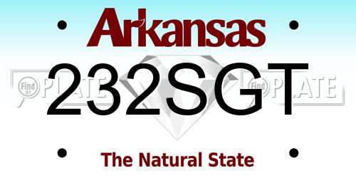 232SGT Arkansas License Plate