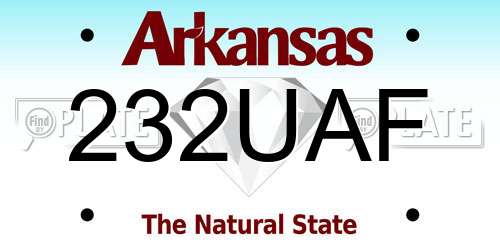 232UAF Arkansas License Plate