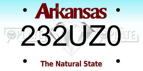 232UZ0 Arkansas License Plate