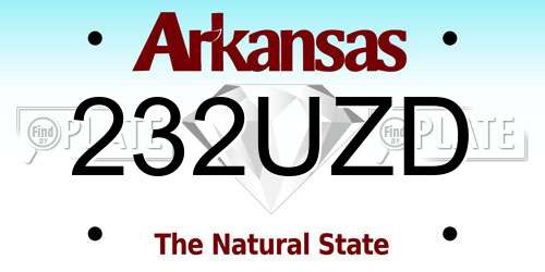 232UZD Arkansas License Plate