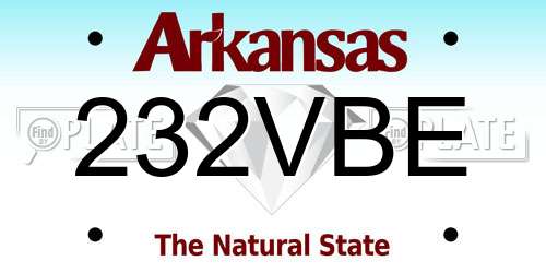 232VBE Arkansas License Plate