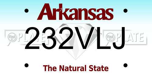 232VLJ Arkansas License Plate