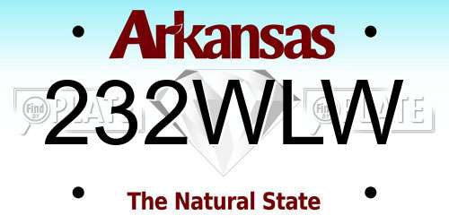 232WLW Arkansas License Plate