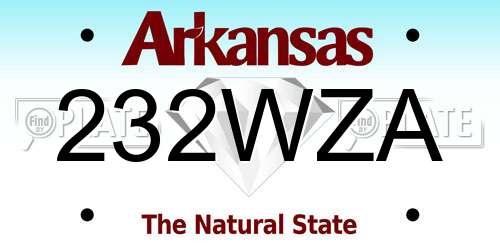 232WZA Arkansas License Plate